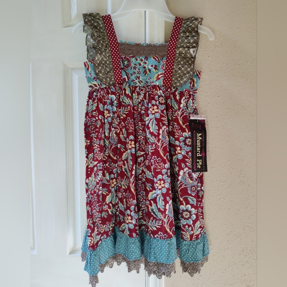 Mustard Pie Boho Girls Tangerine Dress in Burgundy 7 NWT